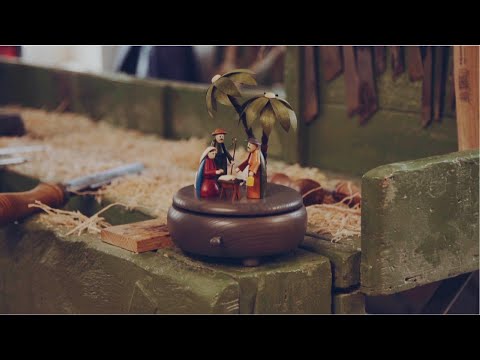 Spieldose mit Christi Geburt, grau Melodie: Stille Nacht